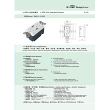 15A 2 prise d&#39;interface usb prise murale GFCI USB